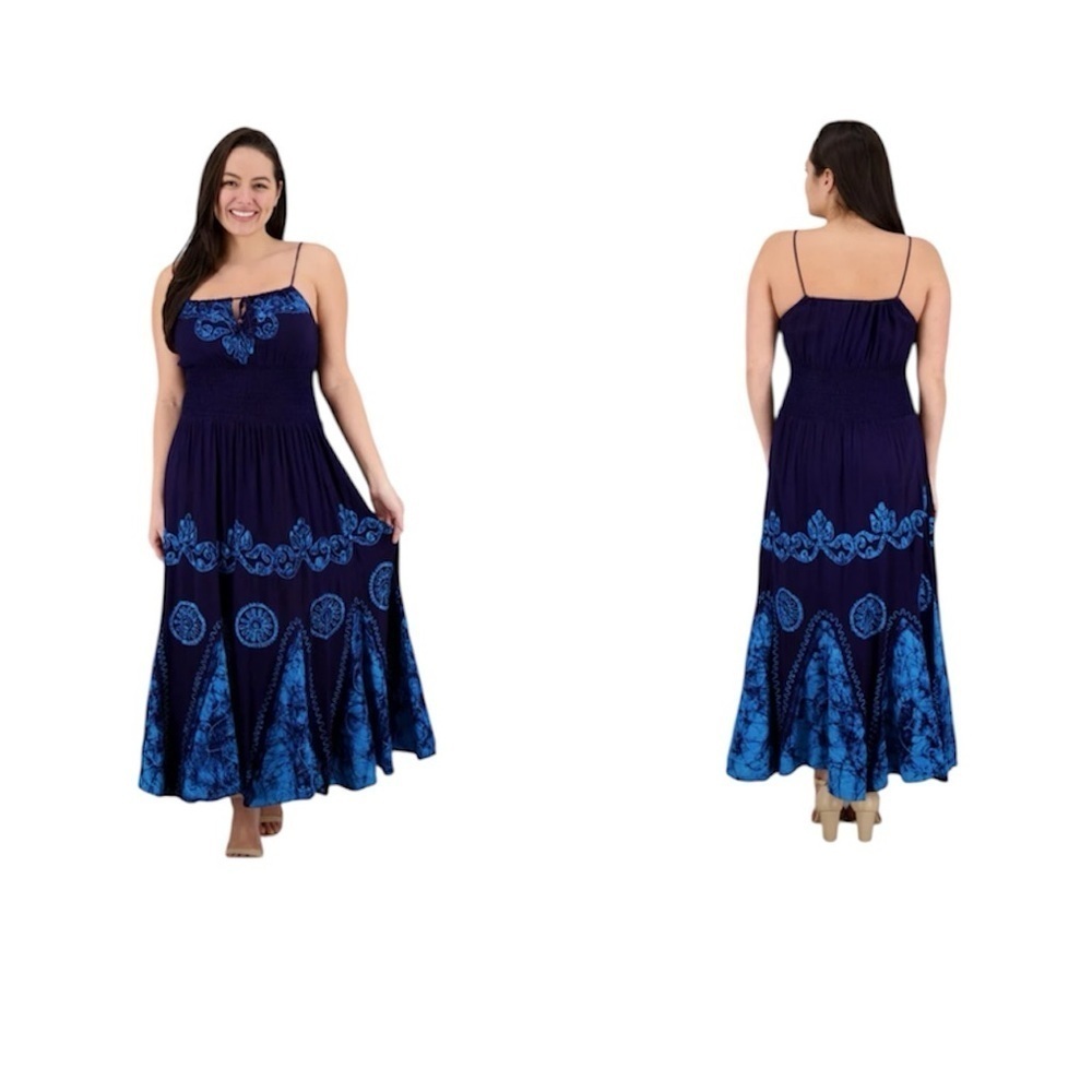 Advanced Apparel Batik Block Print Maxi Dress  One Size NEW - Picture 2 of 6